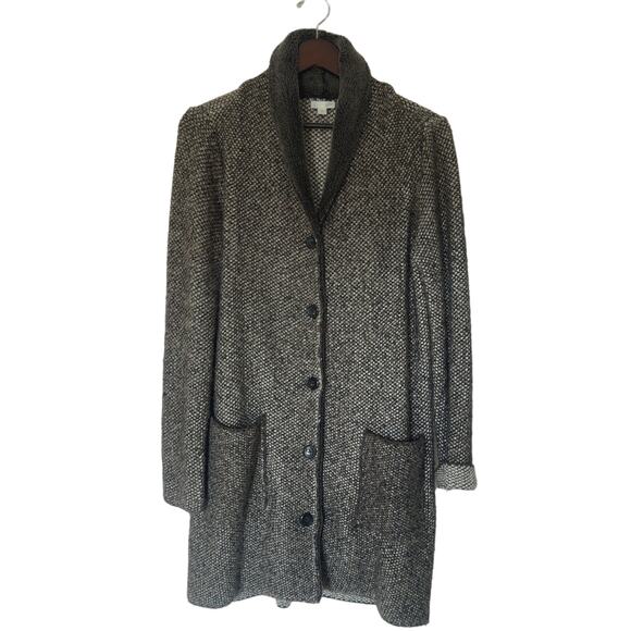 J Jill Sweater Cardi Coat Size XS Faux Fur Warm Cozy Midi Length Brown - Picture 2 of 12